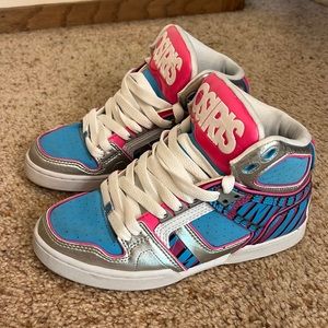 OSIRIS Shoes - size 8, womens, blue/pink/silver/white